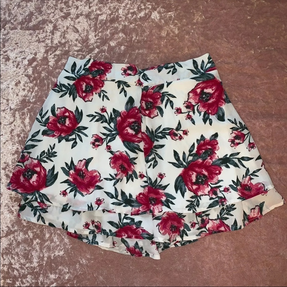 White Floral Romper Shorts
